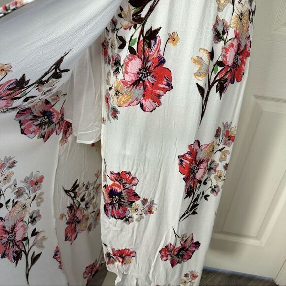 Miss Me boho floral v neck flutter sleeve maxi crossover wrap Dress medium - Picture 6 of 9